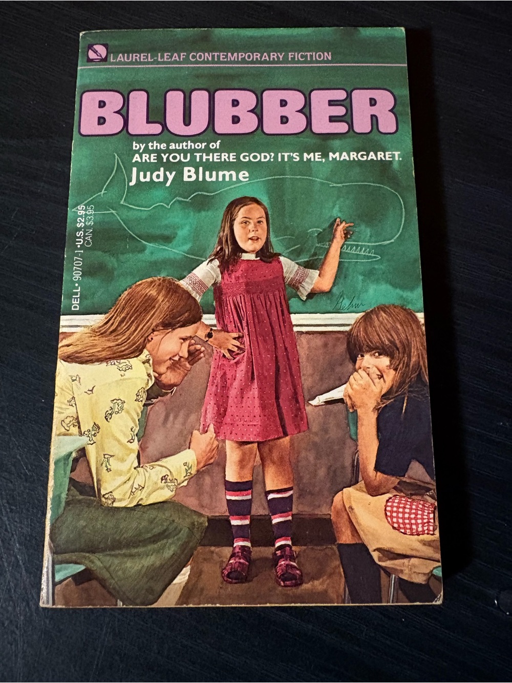 Judy Blue Pink and Green Illustrated Paperback Cover - 'Blubber'